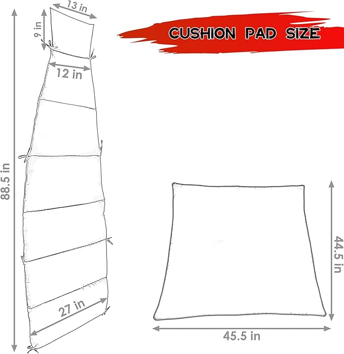 Outdoor Swing Chaise Lounge Replacement Cushion and Canopy,for Patio Furniture Hanging Hammock Chair Pad, Sun Resistant Breathable Waterproof