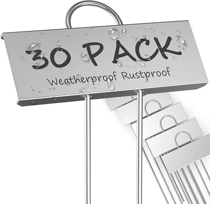 STARTOSTAR 30-Pack Metal Plant Labels Weatherproof Garden Markers,Height 10.6'', Label Area 3.5''X 1.2'' Reusable Nursery Tags for Vegetables Herb Flower Seed Greenhouse - Zinc