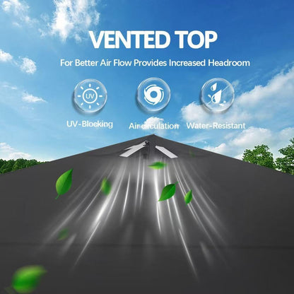 10x10 Pop Up Canopy,Event Tent – One-Person Setup, Waterproof & UV-Blocking, Heavy-Duty Steel Frame, Wheeled Bag & Sandbags – Outdoor Shade for Beach, Camping, Backyard, Tailgate (Black)