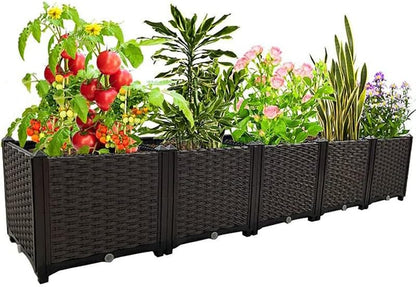Large Planters for Outdoor Plants Raised Garden Bed Elevated Rectangular Garden Box Kits for Gardening, Vegetables, Flowers and Herbs in Backyard Patio Balcony