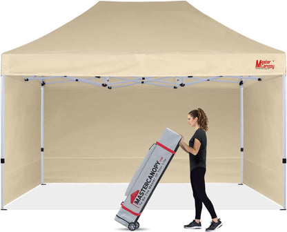 MASTERCANOPY Heavy Duty Pop-up Canopy Tent with Sidewalls (10x15,Beige)