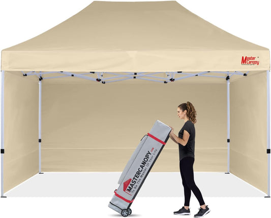 MASTERCANOPY Heavy Duty Pop-up Canopy Tent with Sidewalls (10x15,Beige)