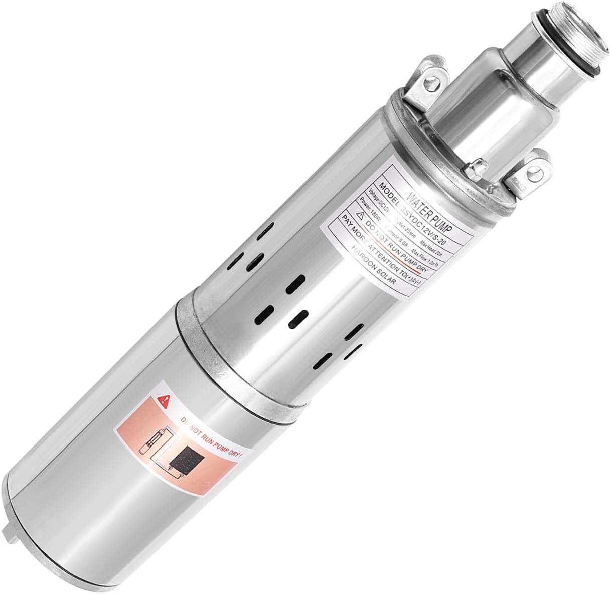 Deep Well Submersible Pump DC 12V 180W Electric Solar Powered Water Pump, 5.3 GPM Flow, 82ft Lift, Farm Ranch Irrigation Submersible Bore Hole Deep Well Pump