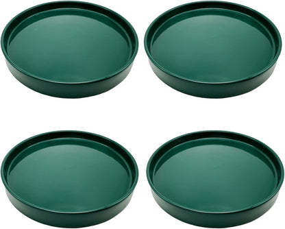 4 Pack Ceramic Plant Saucer Pot Tray 4 Inch, Planter Saucers 4 5 6 7 8 9 10 11 12 13 Inch for Indoors Outdoor, Durable Sturdy Flower Drainage drip Water Tray for Glazed Pots Base ((4.5"/4.1"-Green)
