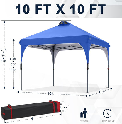 COOSHADE Pop Up Canopy Tent, 10x10 Easy Setup Instant Canopy Sun Shelter Beach Tent, Portable Sports, Blue