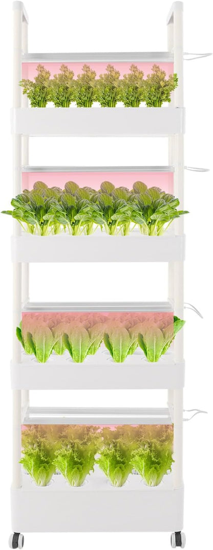 Hydroponic Growing Tower System Kit, 56-Plant Vertical Hydroponics Garden Tower with LED Grow Light, for Outdoor Indoor Herbs Fruits Vegetables Smart Garden Planter Kit