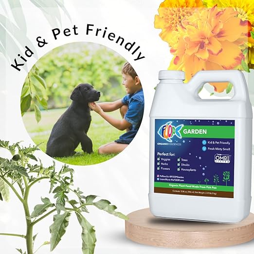 FOOP Garden - Organic Liquid Plant Food Made from Fish Manure (with Fresh Minty Scent) | Fish Fertilizer Alternative Perfect for Veggies, Herbs, Flowers,Trees,Shrubs | Kid&Pet Friendly (32oz)