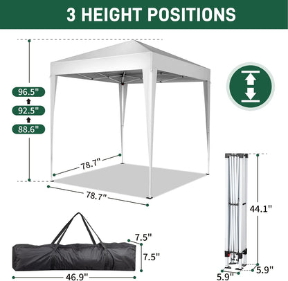 Outvita 6.5x6.5ft Pop Up Canopy Tent, Outdoor Instant Shelter Folding Canopy with 4 Side Walls and Carry Bag for Commercial Events, Party, Backyard BBQ, Camping White