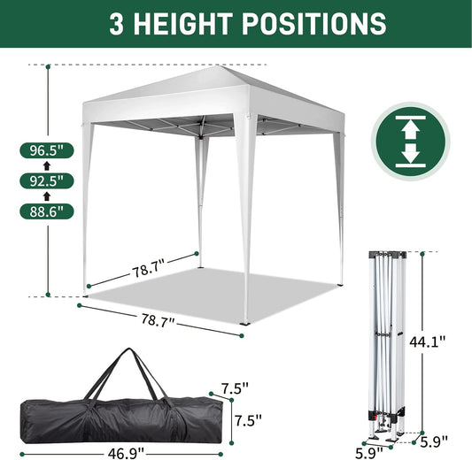 Outvita 6.5x6.5ft Pop Up Canopy Tent, Outdoor Instant Shelter Folding Canopy with 4 Side Walls and Carry Bag for Commercial Events, Party, Backyard BBQ, Camping White