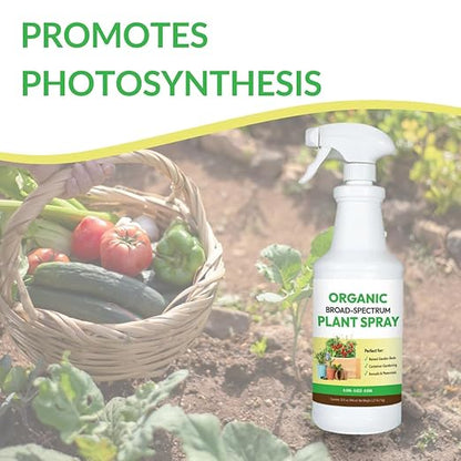 Organic Broad Spectrum Plant Spray - Liquid Plant Food in a Spray Bottle (Foliar Fertilizer) | Use on All Outdoor Plants Including: Vegetables, Herbs & Flowers | No Mixing Required (32oz)