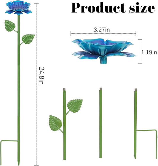 4 Pack Bee Watering Station - Flowers Butterfly Feeder, Bee Water Feeders for Outside, Metal Garden Decor, Bee Baths for Garden Yard Patio (Blue,Yellow,Red,Green)