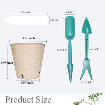 50Pcs Biodegradable Seedling Pots Seed Starter Kit 3.15 Inch Round Peat Pot with Drainage Holes, Plant Labels, Seedling Pickers & Garden Shovels