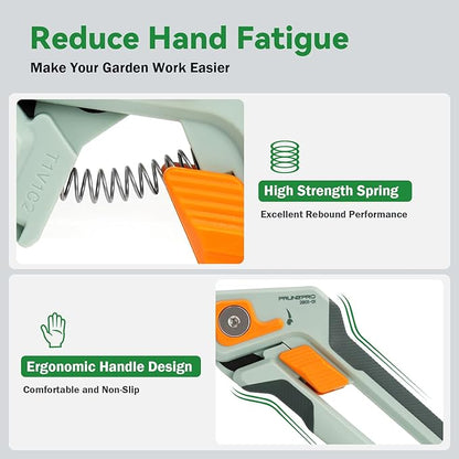 PrunePro 8" Professional Pruning Shears for Gardening 2 Pack Bypass Hand Pruner Stainless Steel Sharp Garden Scissors Plant Flower Rose Garden Clipper