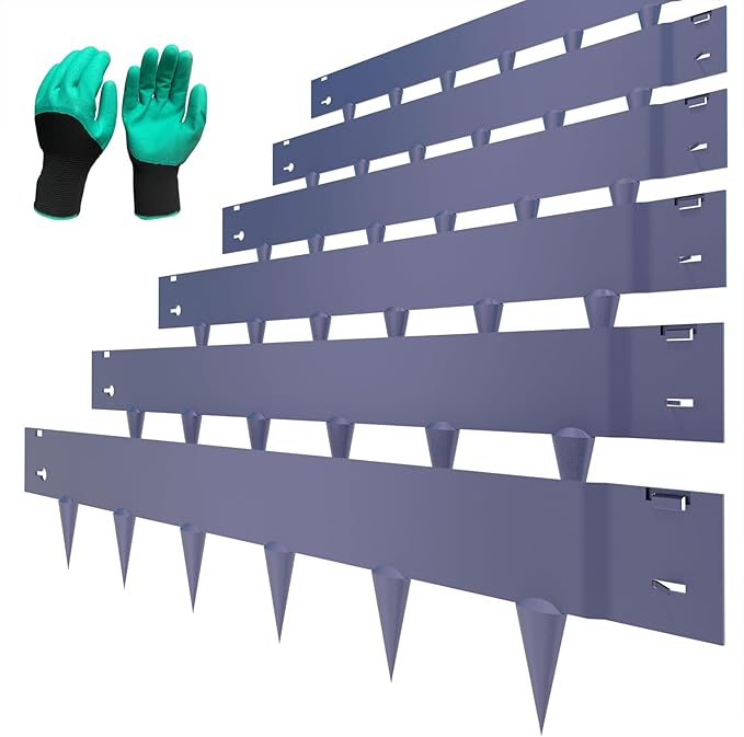 6 Pack Metal Landscape Edging- 40" L x 8" H (20ft Total) Lawn Edging, Garden Border Edging, Metal Edging for Landscaping with Gloves (Gray-Blue)