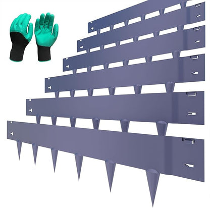 6 Pack Metal Landscape Edging- 40" L x 8" H (20ft Total) Lawn Edging, Garden Border Edging, Metal Edging for Landscaping with Gloves (Gray-Blue)