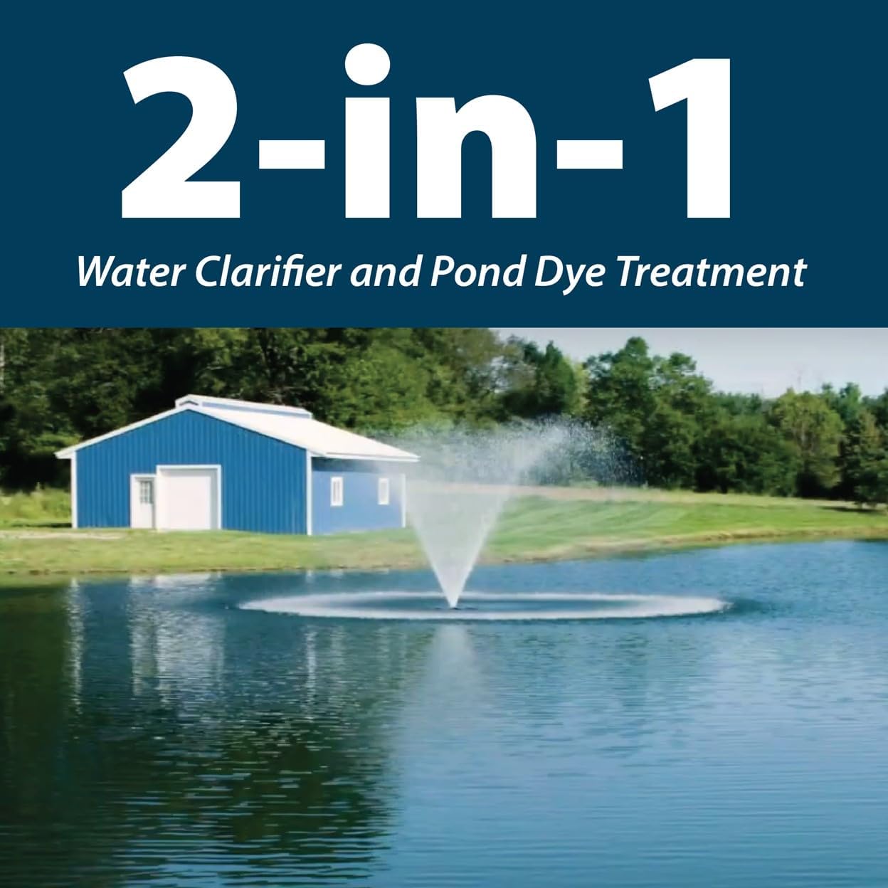 Airmax Pond Dye Plus, Nature's Blue Colorant & Natural Beneficial Bacteria, Large Pond & Lake Water Clarifier & Color Treatment, Shade Plants & Algae from Sunlight, Fish & Livestock Safe, 4 Gallons