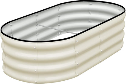 SnugNiture Galvanized Raised Garden Bed, 4x2x1ft Oval Metal Planter Box for Planting Outdoor Plants Vegetables