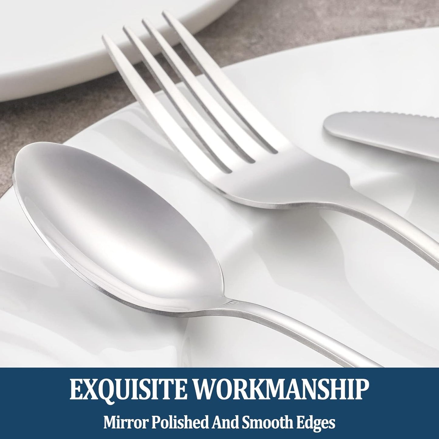 32-Piece Dinner Fork Set, Stainless Steel Silverware, Cutlery, Mirror Polished, Dishwasher Safe - 8 Inch