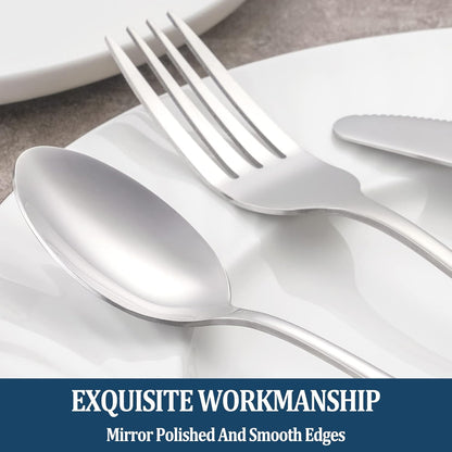 32-Piece Dinner Fork Set, Stainless Steel Silverware, Cutlery, Mirror Polished, Dishwasher Safe - 8 Inch