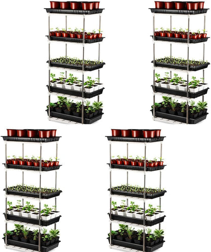 4 Pcs 5-Tier Plant Stand for Seedling Trays Storage (White)