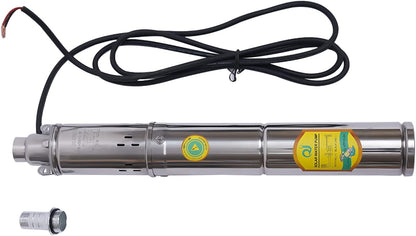 Submersible Deep Well Solar Water Pump DC 24V 370W Stainless Steel Agricultural Irrigation Screw Pump, 213ft Lift, 8.8GPM Flow, Solar Water Circulating System