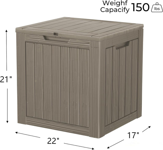 35 Gallon Outdoor Storage Box Waterproof Lockable Resin Deck Box Large, Patio Storage Bin for Pool Accessories Cushion Furniture, Garden Tools, UV-Resistant Outside Delivery Grey