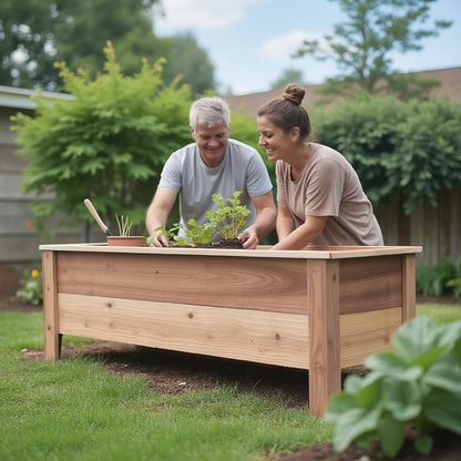 Handmade Custom Heavy Duty Rectangular Raised Cedar Wood Garden Planter Box – 46", 36", 24" – Indoor/Outdoor Farmhouse Style for Flowers & Vegetables – Made in USA (46" L x 15.5" W x 16.5" H)