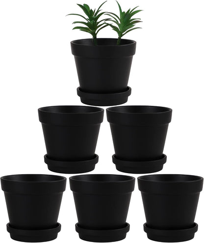 Terra Cotta Pots with Saucer- 6-Pack Large Terracotta Pot Clay Pots 5.5'' Clay Ceramic Pottery Planter Cactus Flower Pots Succulent Pot with Drainage Hole- for Plants,Crafts terra cotta planter(Black)