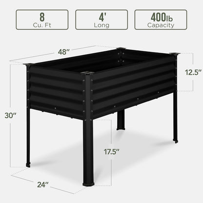 Best Choice Products 48x24x30in Galvanized Raised Garden Bed, Metal Elevated Planter Box, Vegetable Garden for Backyard, Patio, Balcony - Black