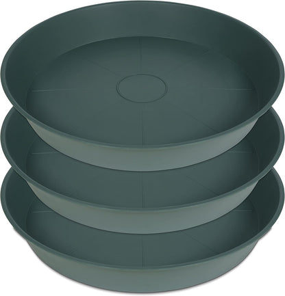 3 Pack of 20 22 inch Plant Saucer (19.2 Inch Base), 3.6" Depth Tray, Large Deep Garden Plastic Flower Planter Plant Trays for Indoors Outdoor Bath Bath (22", Green)