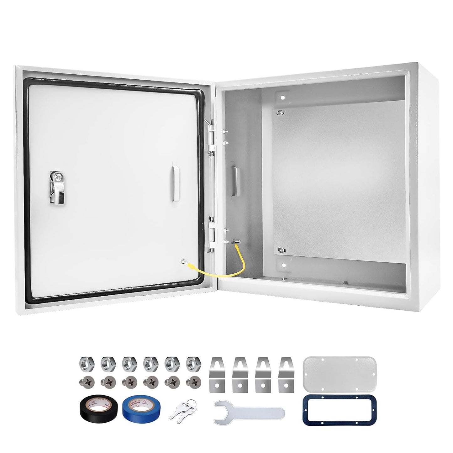Outdoor Electrical Box 20 x 20 x 6''D NEMA 4X Enclosure Steel Box, Waterproof & Dustproof Outdoor/Indoor Lockable Electrical Junction Box, with Mounting Plate