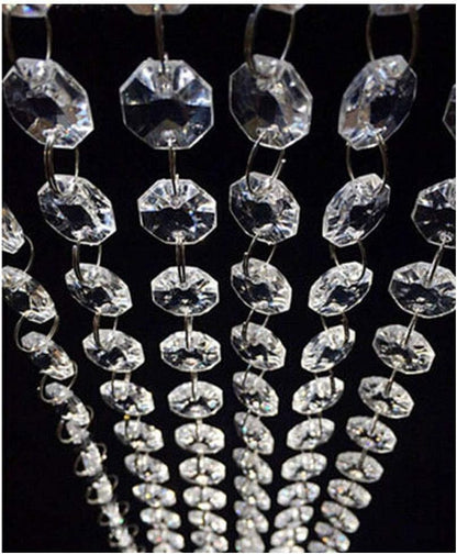 WAZHRMGHG Clear Acrylic Crystal Garland Strands Hanging Chandelier Bead Chain Ornament String Decorations for Chandelier Christmas Tree Wedding Party Celebration (33FT(10M))
