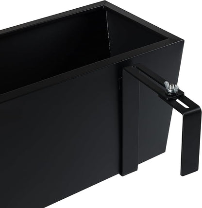 BIRDROCK HOME 2pk Metal Railing Planter Box | Flower Boxes for Deck Railings | Adjustable Rail Hanging Bracket | Black Balcony Boxes | House Apartment Plant Pot