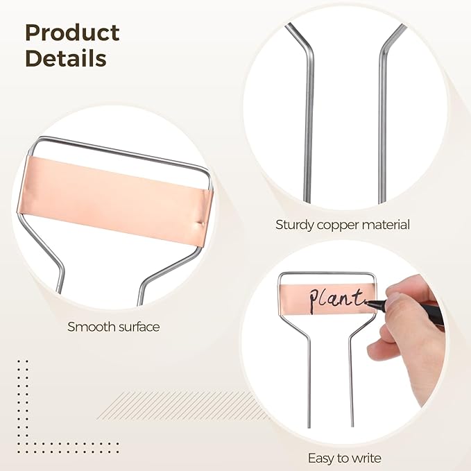 60 Pcs 4 Inch Copper Plant Tags for Outdoor Garden Waterproof, Metal Garden Tags Plant Labels for Garden with 2 Markers for Plant Information