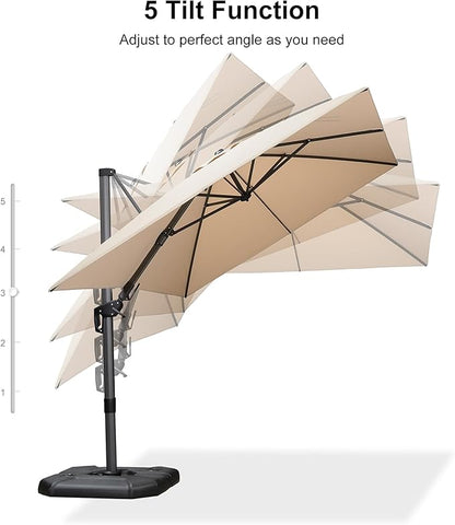 PURPLE LEAF 8.2' X 11.5' Left-right Tilting Patio Umbrella Outdoor Cantilever Swivel Rectangle Umbrella with Tilt Aluminum Offset Umbrella with 360-degree Rotation for Garden Deck Pool Patio Beige
