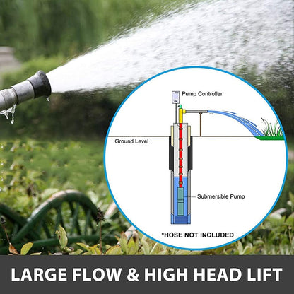 12 V DC Submersible Pump 250 W Submersible Pump for Deep Well 25 m 4000 L/H Deep Well Pump 3 Inch Submersible Water Pump Made of Stainless Steel 1 in Output Used for Irrigation in the