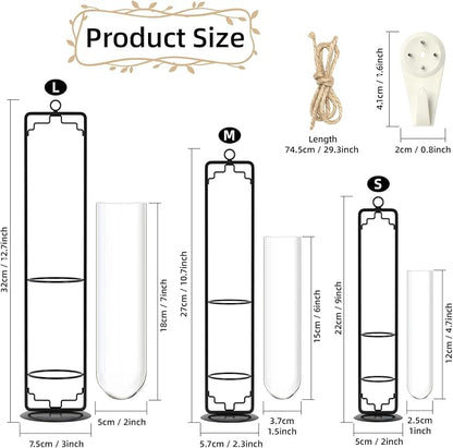 MIPON Plant Propagation Stations,Hanging Glass Propagation Test Tube Vases for Plants with Gold Metal Stand for Hydroponic Cutting Home Garden Office Decor-Black