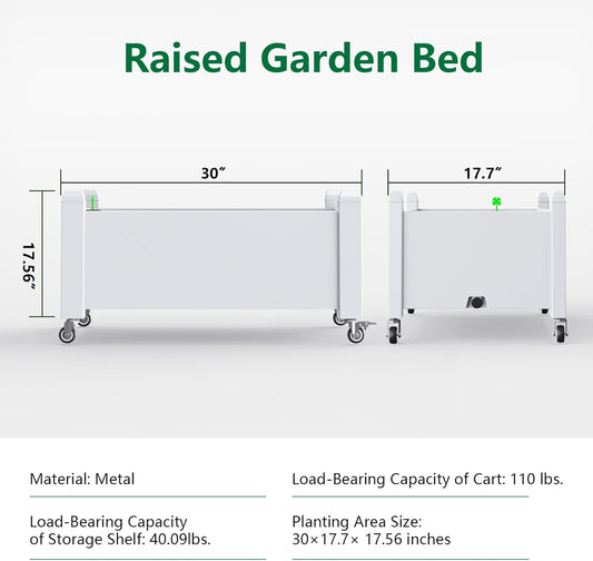 Elevated Raised Garden Bed with Legs,Outdoor Large Resin Patio Planter Box Stand Divisible with Drain Plug,Water Monitor for Plants Vegetables Flowers Fruits(Ashen)