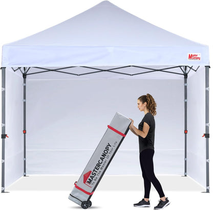 MASTERCANOPY Heavy Duty Pop-up Canopy Tent with Sidewalls (10x10,White)