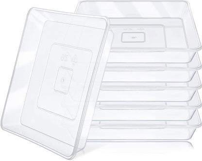 GREANER 6 Inch Square Plant Saucer, 6 PCS Plastic Tray for Indoors, Durable Thick Flower Pot Plant Drip No Holes, Clear Plant Water Catcher Tray for Indoor Outdoor Planter