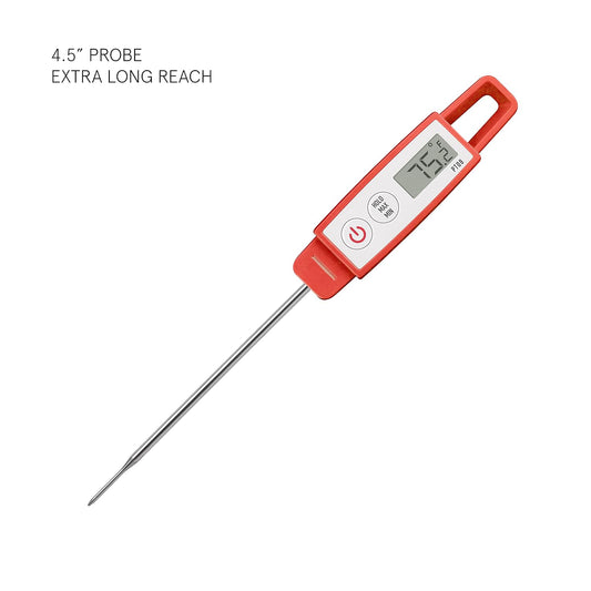 Lavatools PT09 Super-Quick Commercial Grade Digital Thermometer for Cooking, Meat, Candy, Candle, Liquid, Oil, 4.5" Compact Probe, Splash Proof, °C/°F Toggle, Hold Function - Sambal