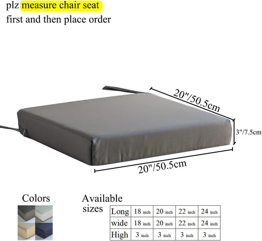 Patio Chair Cushions Set of 2 Non Slip Bottom Chair Pad with Ties Waterproof Square Outdoor Seat Cushion Replacement for Garden Swing Furniture 20x20 Inch, Navy Blue