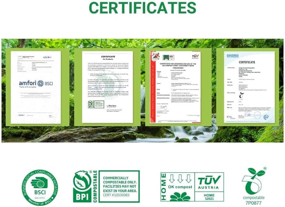 33 Gallon Home Compostable Yard Waste Bags, 40 Count, 1.1 Mil, Lawn & Leaf Bags US BPI ASTM D6400 and OK Compost Home Certified