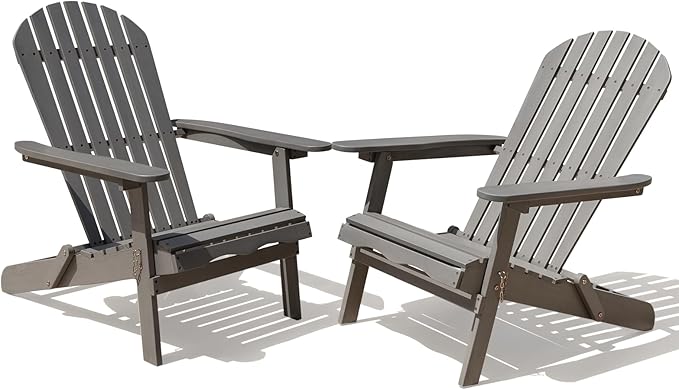 IDZO Outdoor Adirondack Chair Set of 2, Pre-Assembled Backrest, Patio Furniture Set, Outdoor Furniture for Garden, Porch, Deck, Firepit
