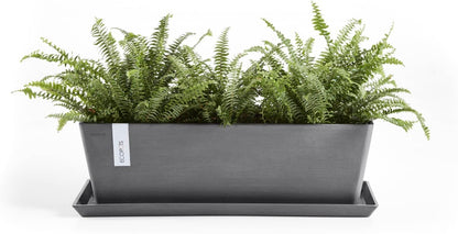 Ecopots Bruges Durable Modern Rectangular Indoor/Outdoor Recycled-Based Composite Flower Pot Planter, Grey, 17.75"