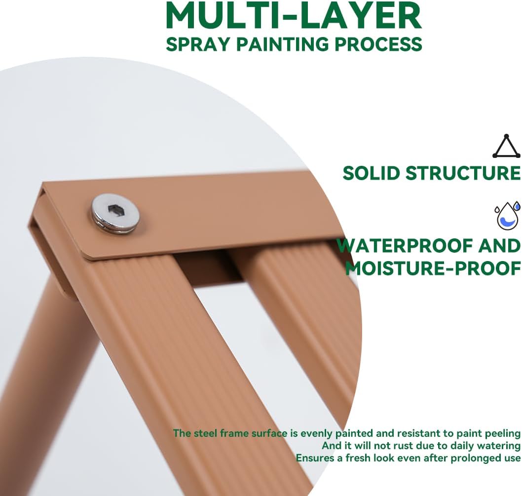 Metal Plant Stand, Rust-proof Aluminum Display Rack, Plants Display Stands Decoration Racks for Living Room Garden Balcony Patio (Wood Color, 31.5Inch Tall Leg)