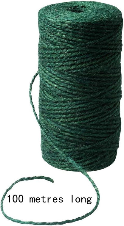 656 Feet Green Garden Twine, Natural Jute Twine Green String Heavy Duty Jute Rope String Christmas Twine for Craft Gardening Floristry Bundling Gift Wrapping (328Feet/Roll)