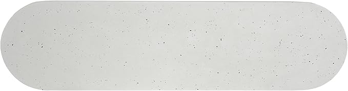 Christopher Knight Home Zigg Durable Concrete Outdoor Dining Set with Stylish Terrazzo Finish, Patio Dining Table with Bench, Oval Outdoor Patio Furniture Set with Pedestal Base, White