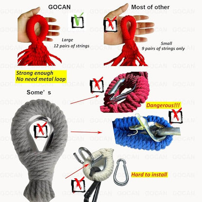 Brazilian Double Hammock 2 Person Extra Large Canvas 250x160cm Total Length 350cm Load 500lb Cotton Hammock for Garden Outdoor and Indoor Rainbow(98 * 65'')