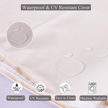 15 x 15 Inch Round Cushions for Outdoor Furniture Non-Slip Waterproof Patio Bistro Chair Cushion with Ties Bar Stool Seat Cushion for Kitchen Chairs Set of 4, Beige